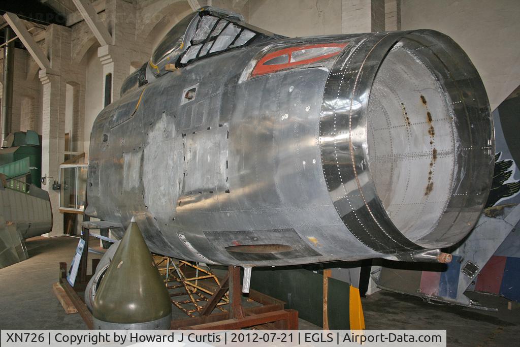 XN726, 1961 English Electric Lightning F.2A C/N 95098, Nose only. At the newly located Boscombe Down Air Collection here.