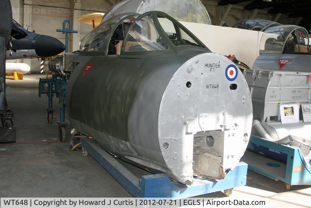 WT648, 1954 Hawker Hunter F.1 C/N 41H/665483, Nose only. At the newly located Boscombe Down Air Collection here.