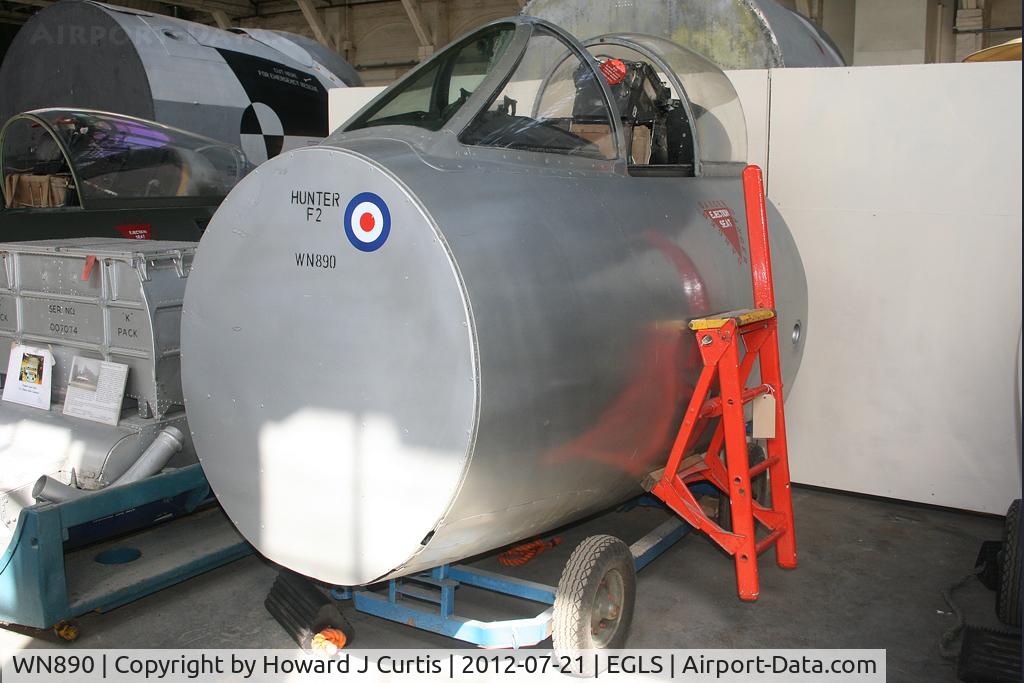 WN890, 1954 Hawker Hunter F.2 C/N S4/U/2898, Nose only. At the newly located Boscombe Down Air Collection here.