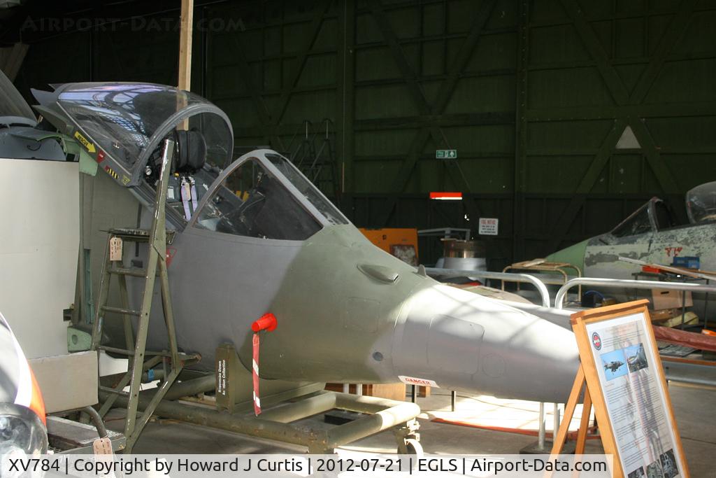 XV784, 1970 Hawker Siddeley Harrier GR.3 C/N 712034, Nose only. At the newly located Boscombe Down Air Collection here.