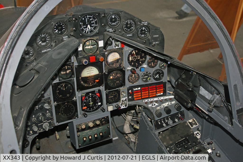 XX343, 1981 Hawker Siddeley Hawk T.1 C/N 192/312167, A view of the cockpit. At the newly located Boscombe Down Air Collection here.