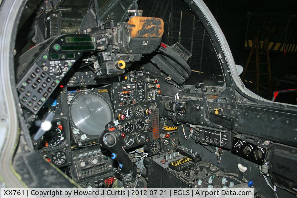 XX761, 1975 Sepecat Jaguar GR.1 C/N S.58, A view of the cockpit. At the newly located Boscombe Down Air Collection here.