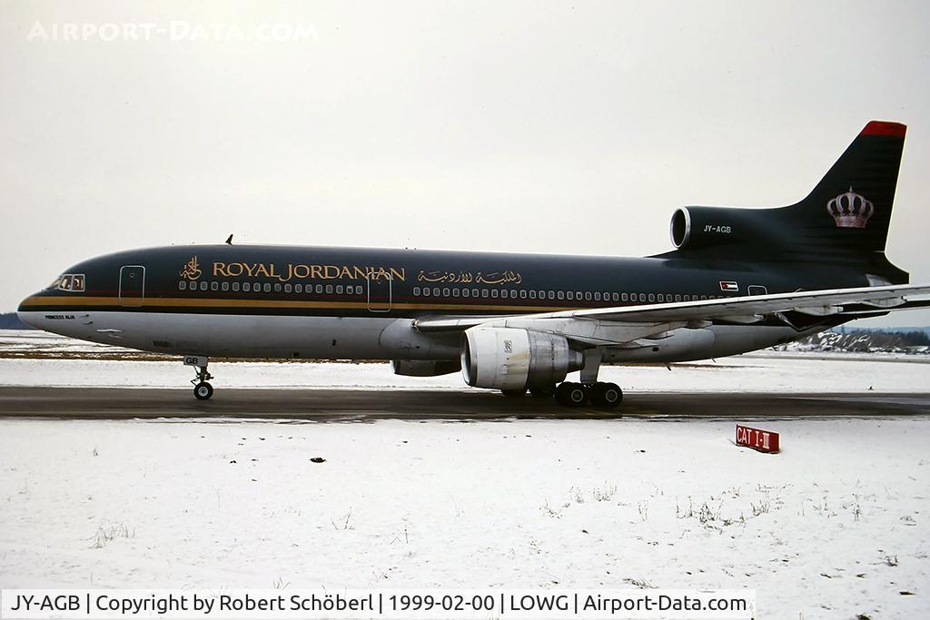 JY-AGB, 1981 Lockheed L-1011-385-3 TriStar 500 C/N 293A-1219, JY-AGB @ LOWG February 1999