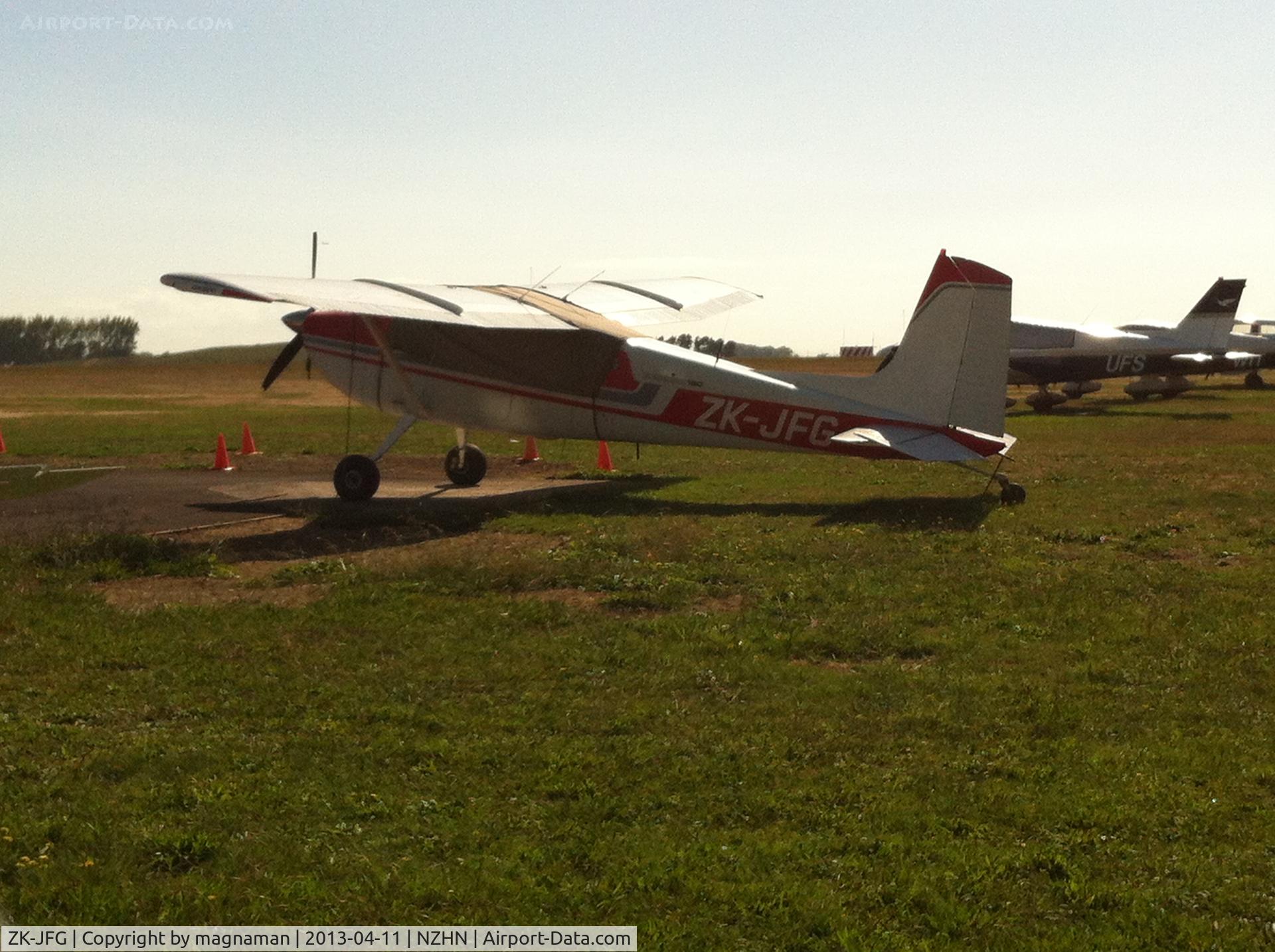 ZK-JFG, 1976 Cessna 180K Skywagon C/N 18052773, On flying club apron at Hamilton