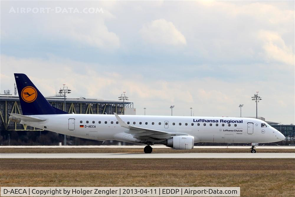 D-AECA, 2009 Embraer 190LR (ERJ-190-100LR) C/N 19000327, FRA shuttle on its way to parking position....