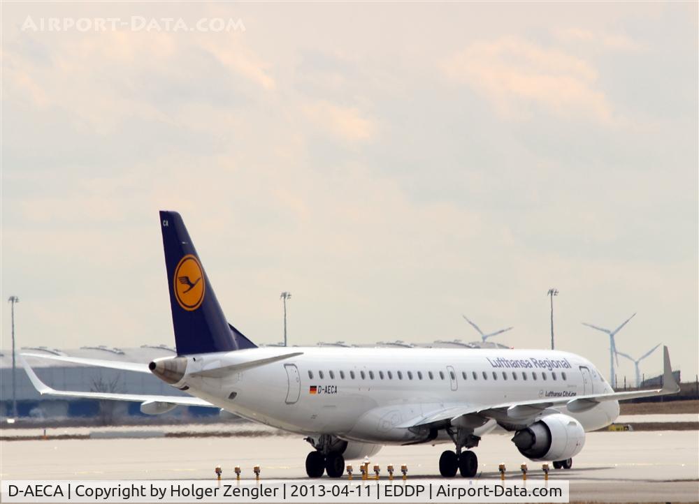 D-AECA, 2009 Embraer 190LR (ERJ-190-100LR) C/N 19000327, Changing from runway to taxiway W1....