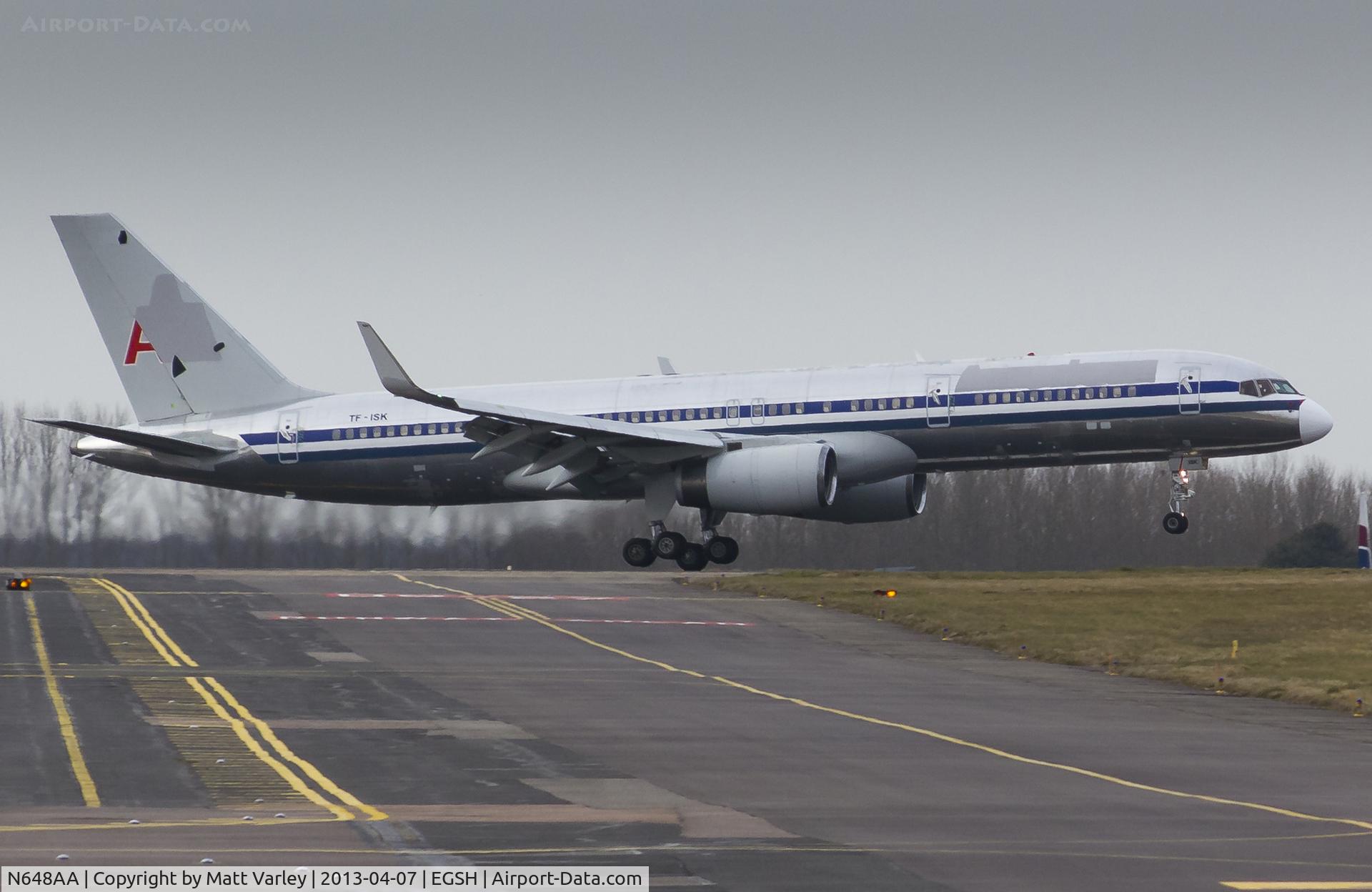 N648AA, 1991 Boeing 757-223 C/N 24606, TF-ISK Arriving at EGSH for spray into Icelandair C/S.