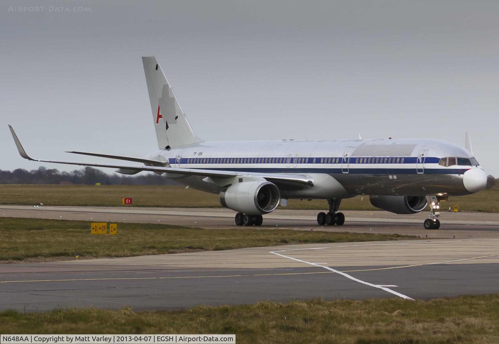 N648AA, 1991 Boeing 757-223 C/N 24606, TF-ISK Arriving at EGSH for spray into Icelandair C/S.