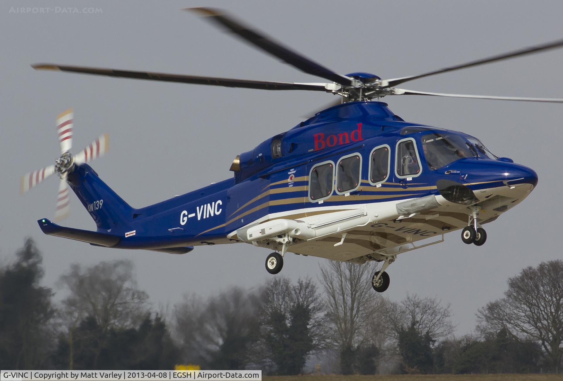 G-VINC, 2013 AgustaWestland AW-139 C/N 31478, About to land after a training flight.