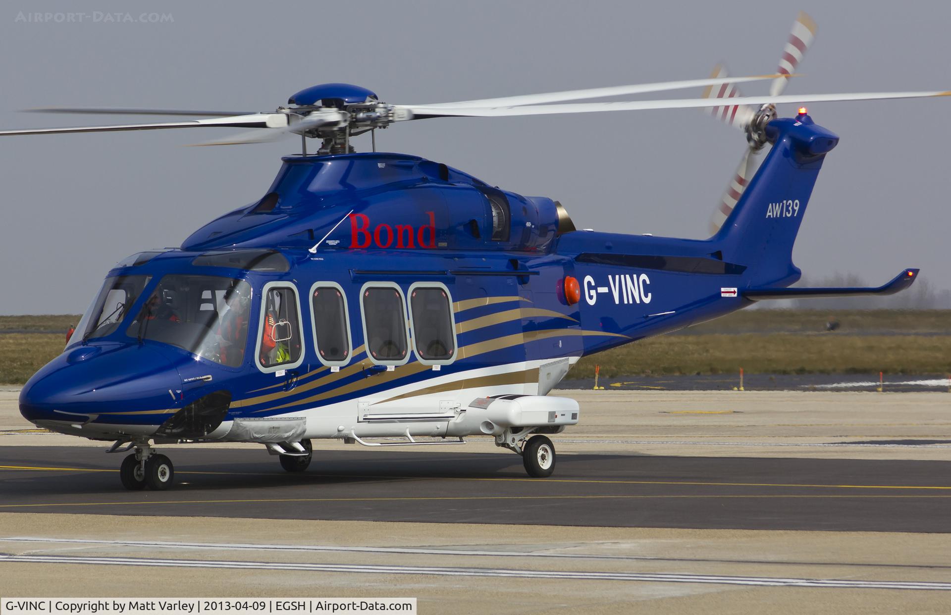 G-VINC, 2013 AgustaWestland AW-139 C/N 31478, About to depart.