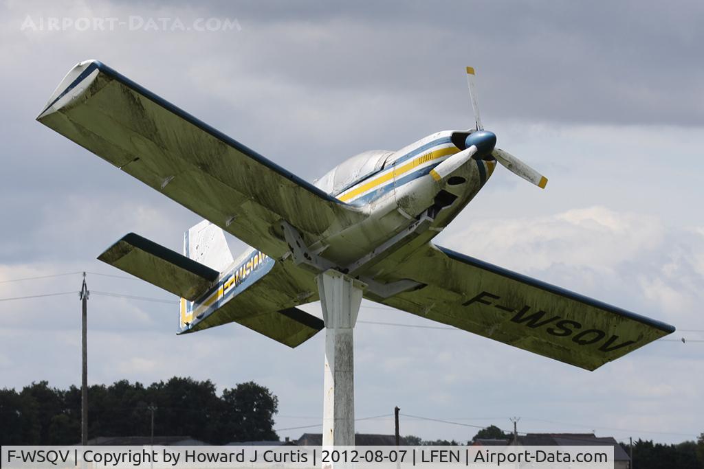 F-WSQV, 1983 Robin HR-100-285TR Tiara C/N 001, Displayed up a pole at the airfield entrance here.