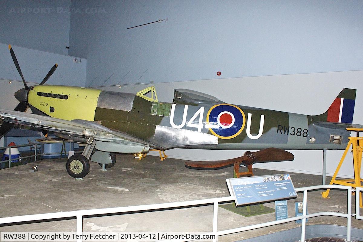 RW388, 1945 Supermarine 361 Spitfire LF.XVIe C/N CBAF.IX.4646, 85% original parts of 1945 Supermarine 361 Spitfire LF.XVIe, c/n: CBAF.IX.4646 on view at Potteries Museum & Art Gallery in Hanley  - a tribute to local born , Spitfire designer , R.J.Mitchell