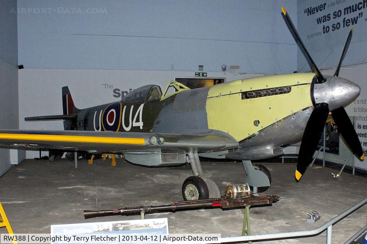 RW388, 1945 Supermarine 361 Spitfire LF.XVIe C/N CBAF.IX.4646, 85% original parts of 1945 Supermarine 361 Spitfire LF.XVIe, c/n: CBAF.IX.4646 on view at Potteries Museum & Art Gallery in Hanley  - a tribute to local born , Spitfire designer , R.J.Mitchell