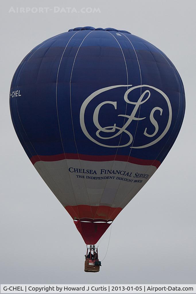 G-CHEL, 2000 Cameron Balloons Colt 77B C/N 4823, At the 2013 Icicle Balloon Meet, Savernake Forest, Wilts. 'Chelsea Financial Services'.