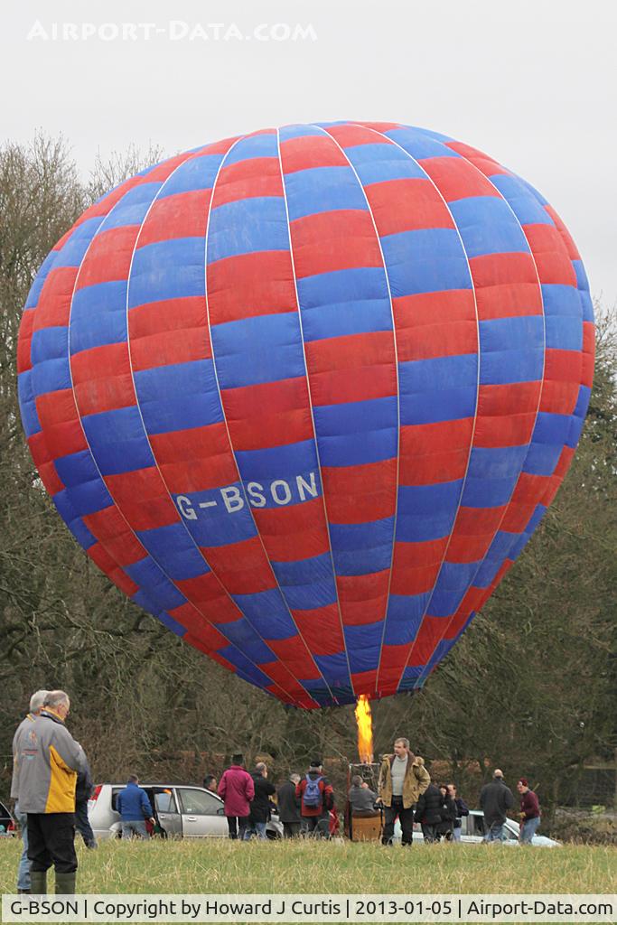 G-BSON, 1990 Green Jj GREEN S-25 C/N 001, At the 2013 Icicle Balloon Meet, Savernake Forest, Wilts.