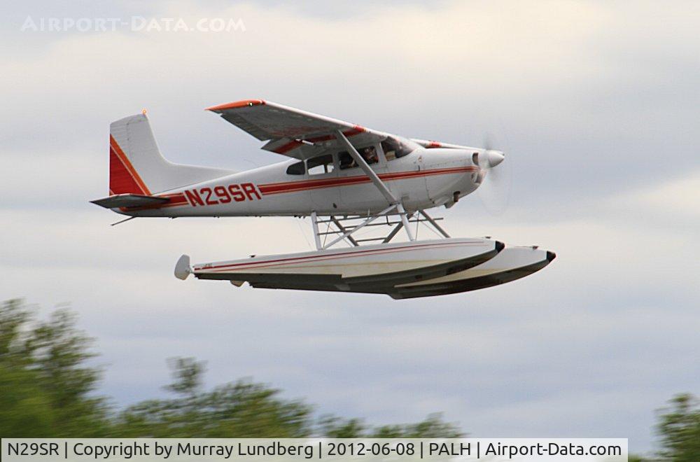 N29SR, 1978 Cessna A185F Skywagon 185 C/N 18503582, Climbing out from Lake Hood, Anchorage, Alaska.