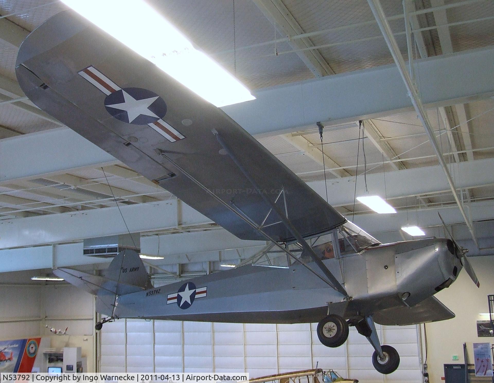 N53792, 1943 Taylorcraft DCO-65 C/N 5745, Taylorcraft DCO-65 (L-2M 'Grashopper') at the Aerospace Museum of California, Sacramento CA