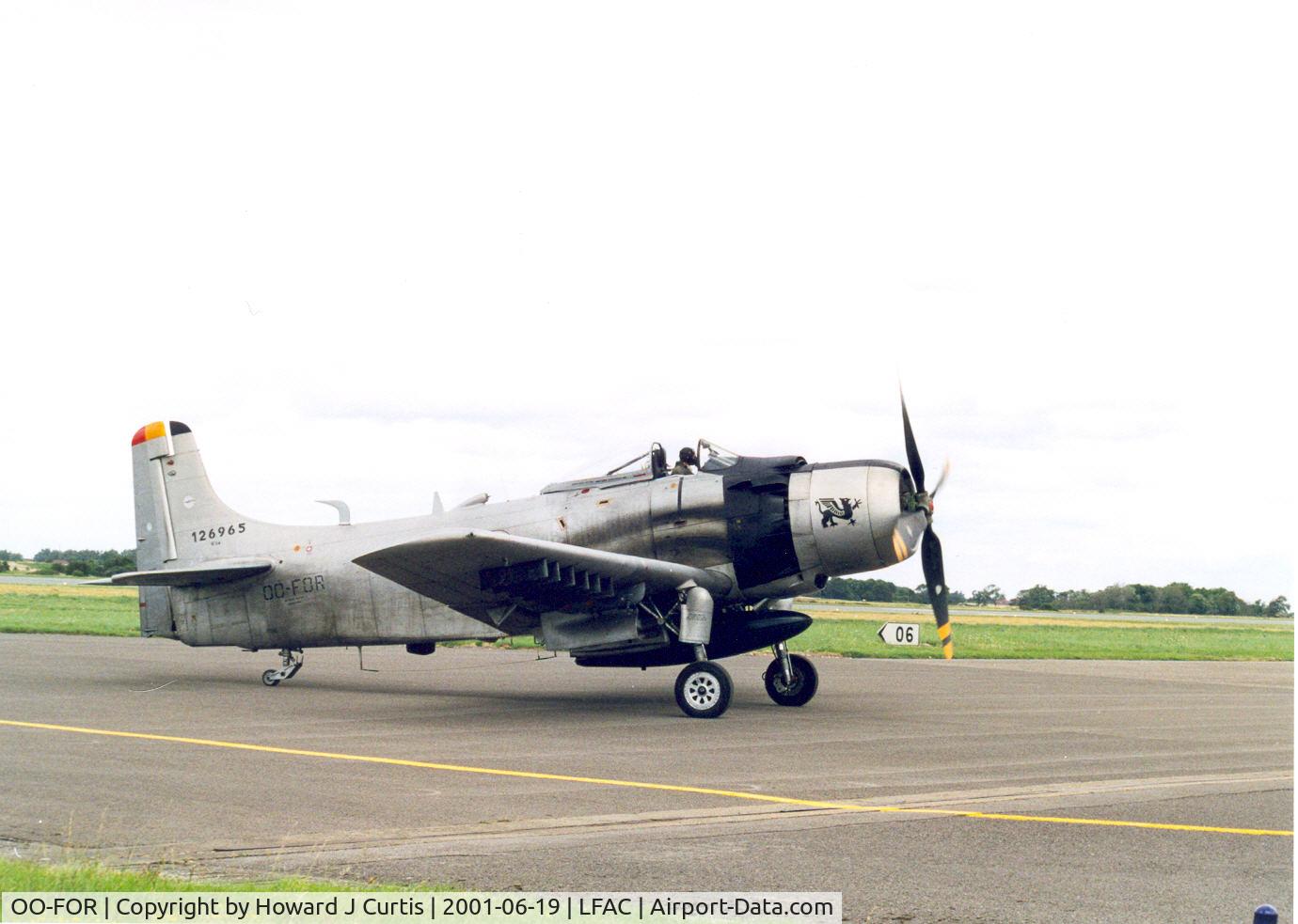 OO-FOR, 1952 Douglas A-1D Skyraider (AD-4NA) C/N 7765, 126965, at the Air Show here.