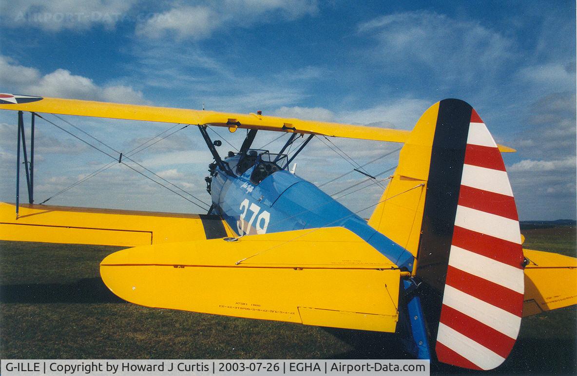 G-ILLE, 1943 Boeing PT-13D Kaydet (E75) C/N 75-5028, A resident here at the time. Date is a guess.