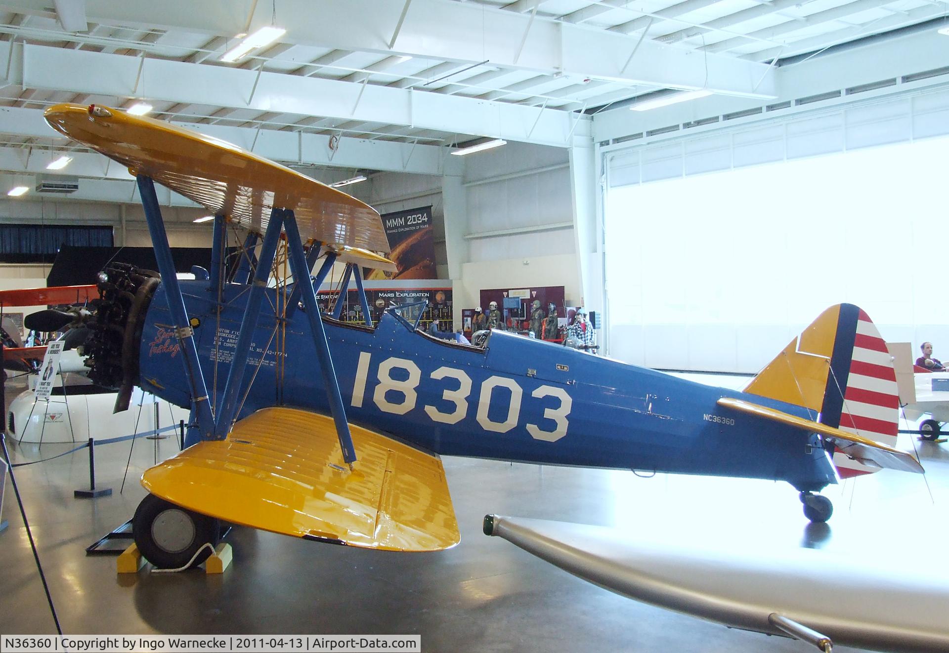N36360, 1942 Boeing PT-13D Kaydet (E75) C/N 75-5887, Boeing (Stearman) PT-13D Kaydet / E75N1 at the Aerospace Museum of California, Sacramento CA