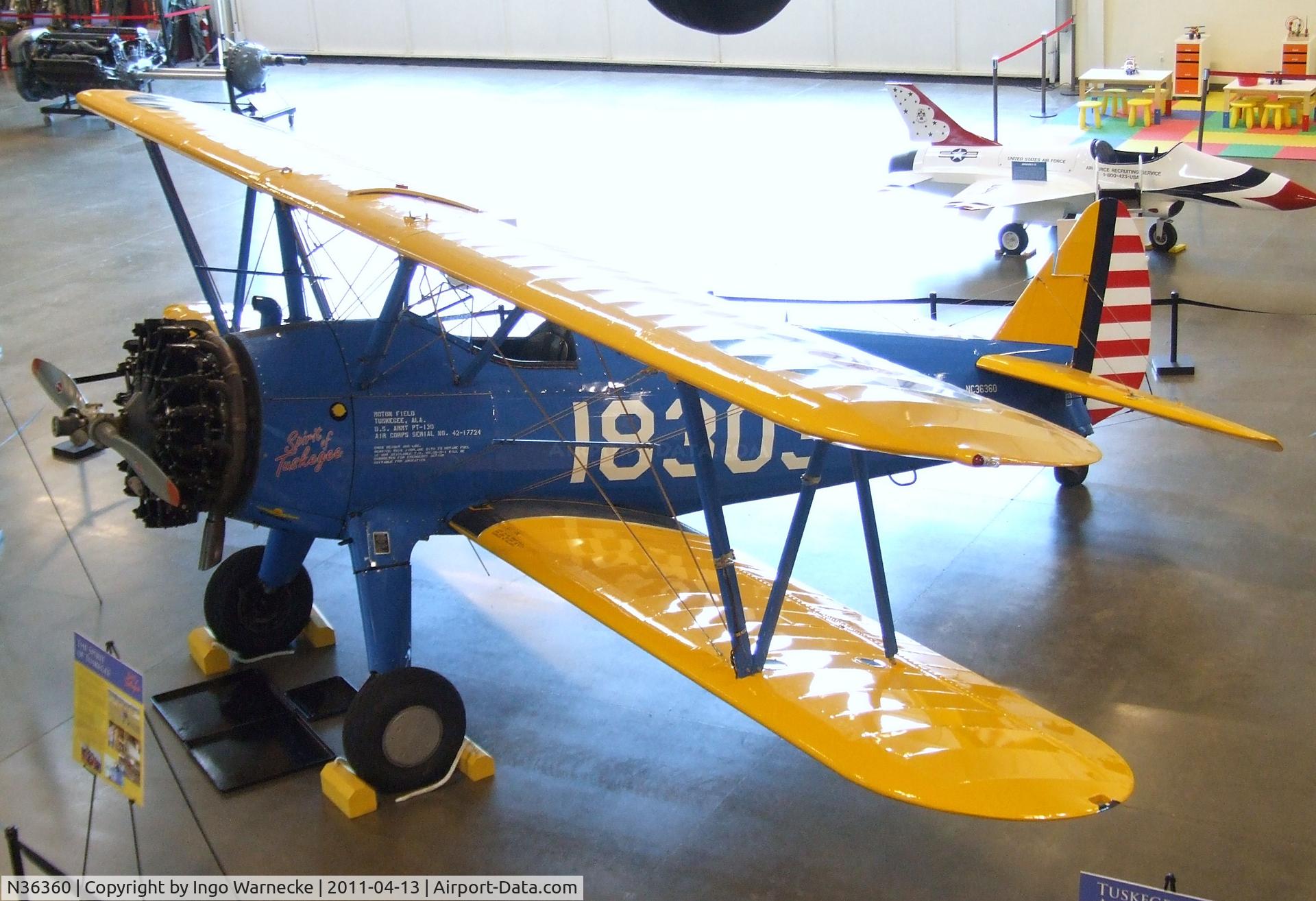 N36360, 1942 Boeing PT-13D Kaydet (E75) C/N 75-5887, Boeing (Stearman) PT-13D Kaydet / E75N1 at the Aerospace Museum of California, Sacramento CA