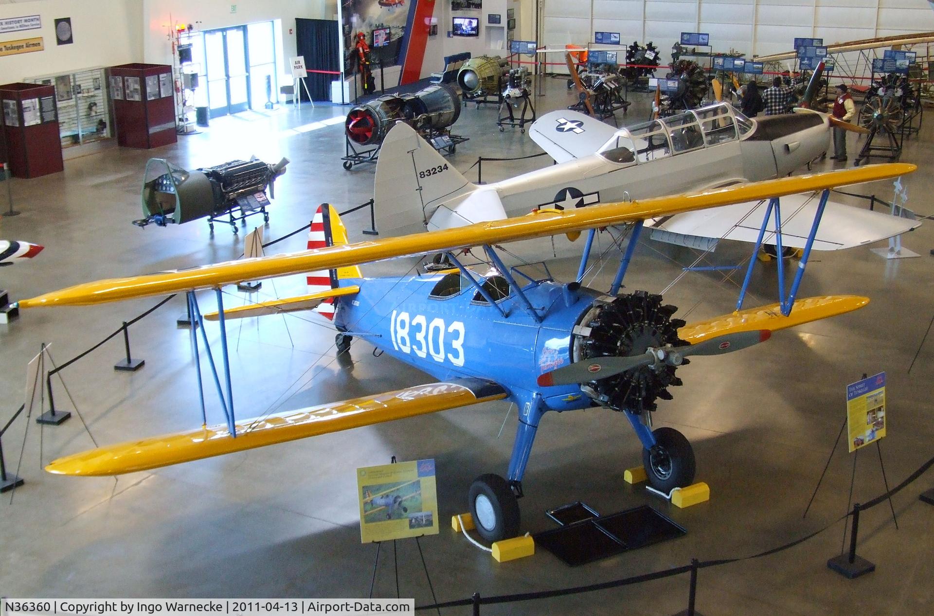 N36360, 1942 Boeing PT-13D Kaydet (E75) C/N 75-5887, Boeing (Stearman) PT-13D Kaydet / E75N1 at the Aerospace Museum of California, Sacramento CA