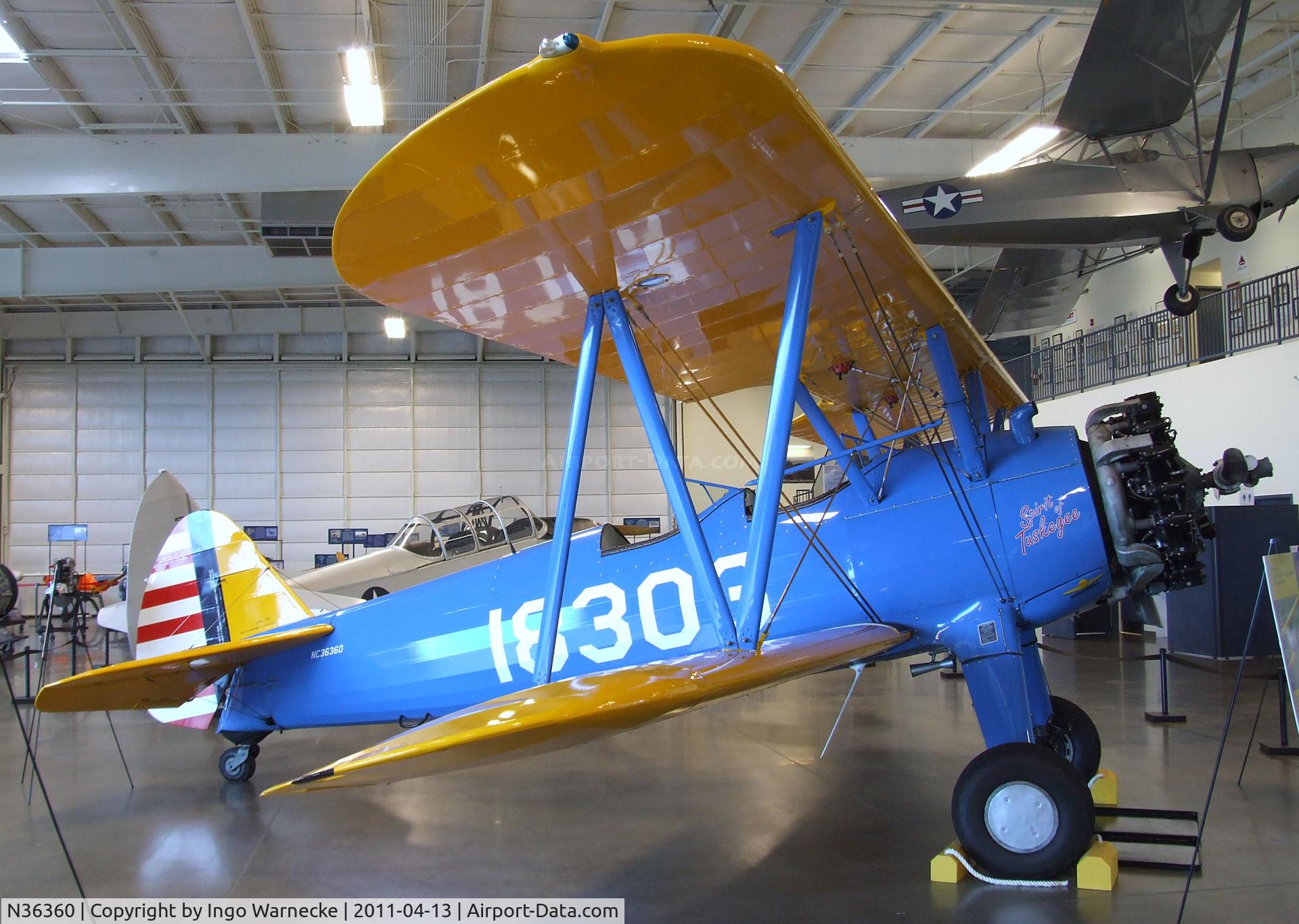 N36360, 1942 Boeing PT-13D Kaydet (E75) C/N 75-5887, Boeing (Stearman) PT-13D Kaydet / E75N1 at the Aerospace Museum of California, Sacramento CA