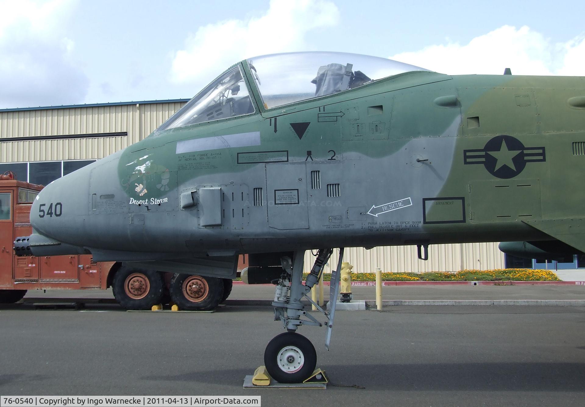 76-0540, 1976 Fairchild Republic A-10A Thunderbolt II C/N A10-0087, Fairchild A-10A Thunderbolt II at the Aerospace Museum of California, Sacramento CA