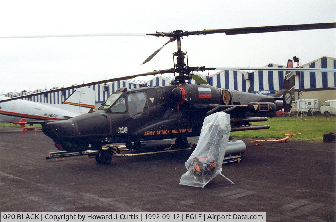 020 BLACK, Kamov Ka-50 Werewolf C/N 3535053201003, At the Farnborough Air Show.