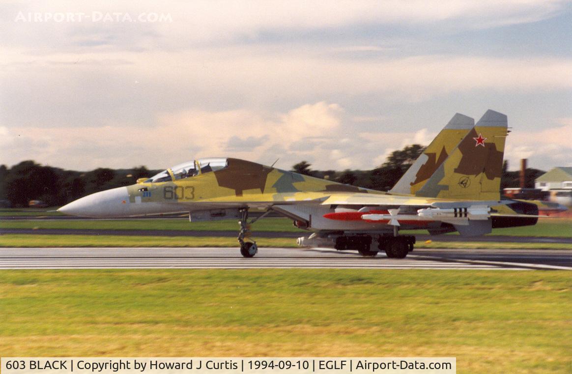 603 BLACK, Sukhoi Su-30MK C/N 79371010101, At the Farnborough Air Show.