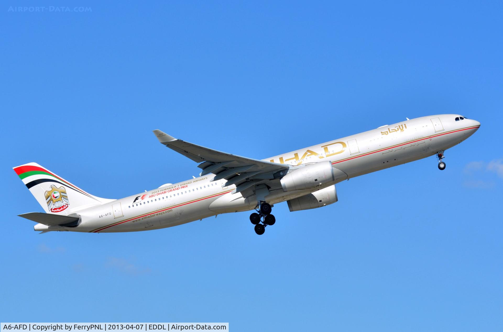 A6-AFD, 2011 Airbus A330-343X C/N 1205, Etihad A333 taking-off from DUS