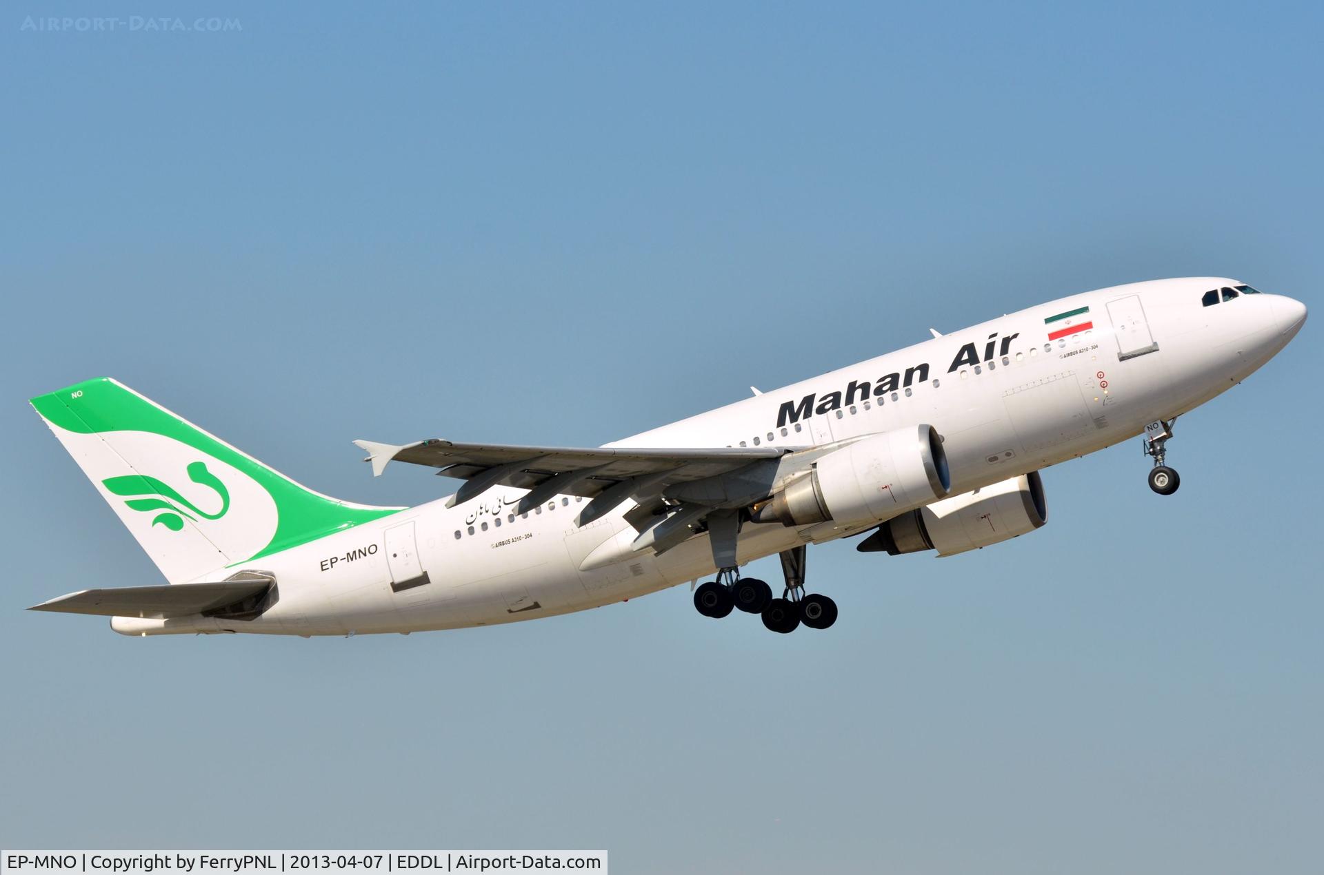 EP-MNO, 1991 Airbus A310-308 C/N 595, Mahan departing DUS