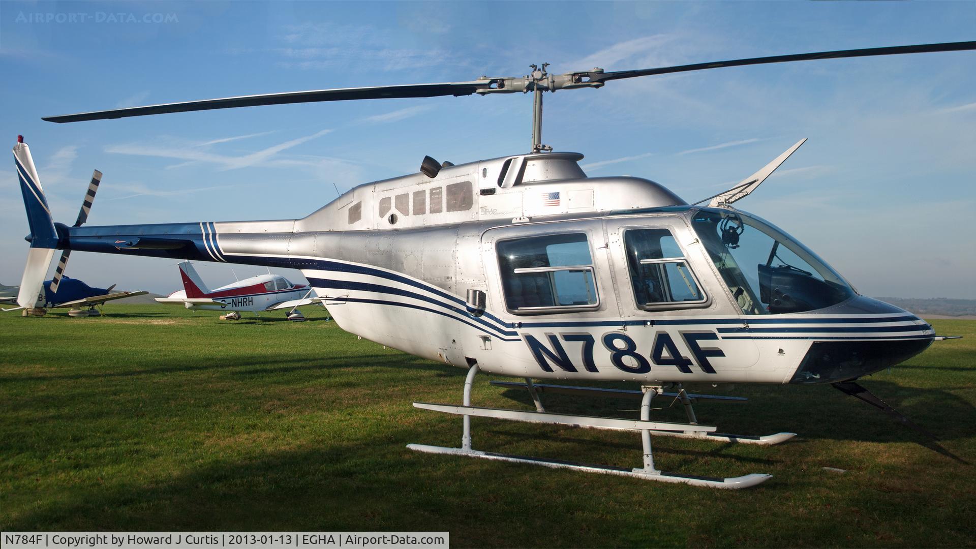 N784F, Bell 206B JetRanger C/N 2508, Resident at Oaksey Park.