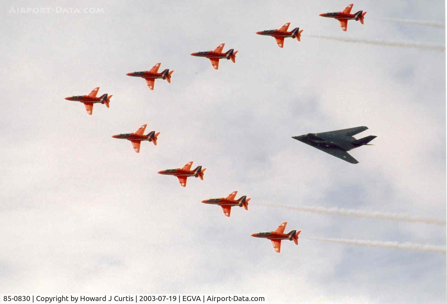 85-0830, 1985 Lockheed F-117A Nighthawk C/N A.4052, In formation with the Red Arrows.