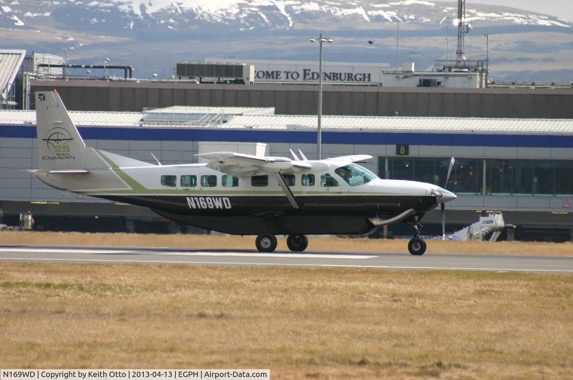 N169WD, Cessna 208B C/N 208B2167, Caravan arrives on runway 240 at Edinburgh airport