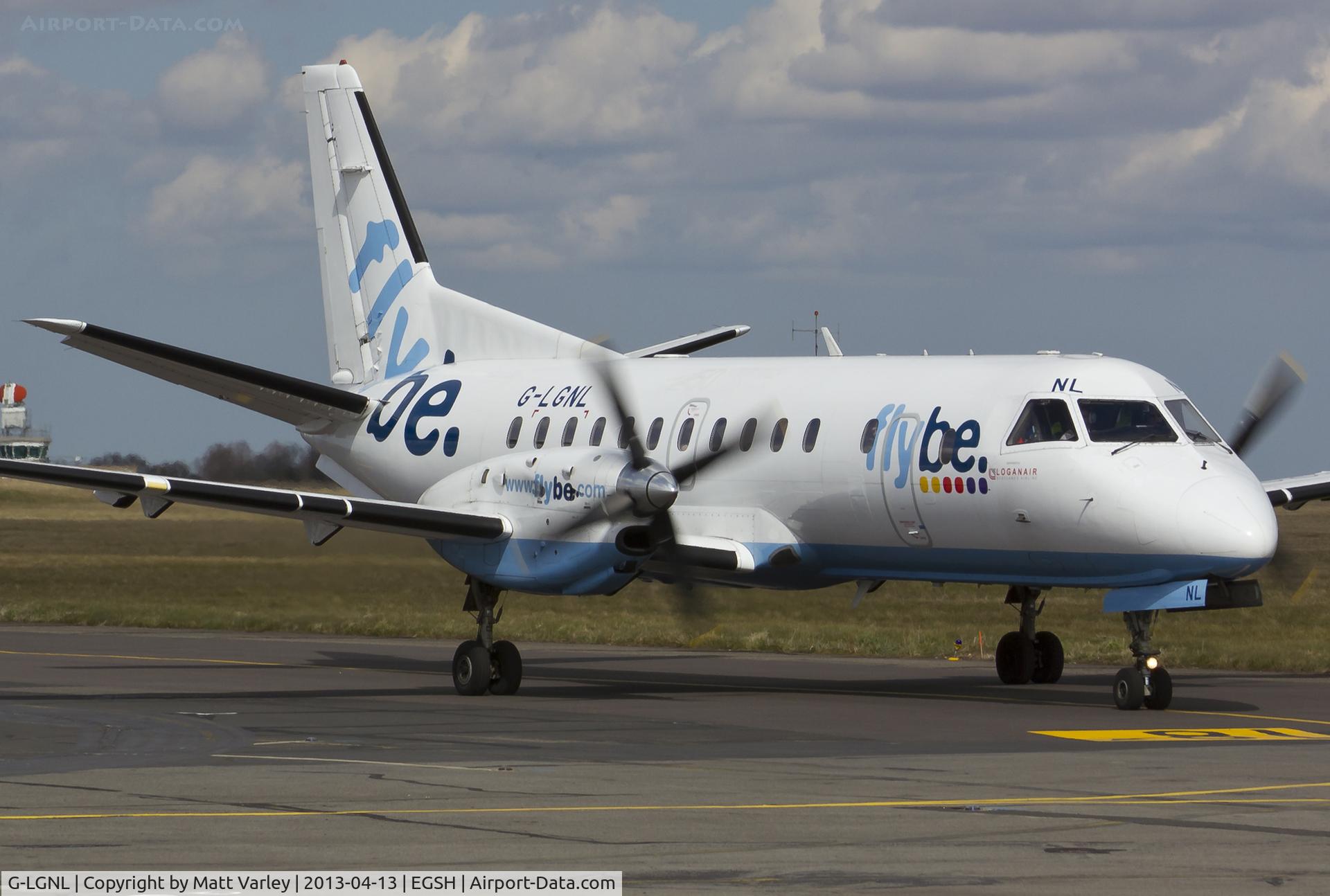 G-LGNL, 1991 Saab SF340B C/N 340B-246, Arriving at EGSH.
