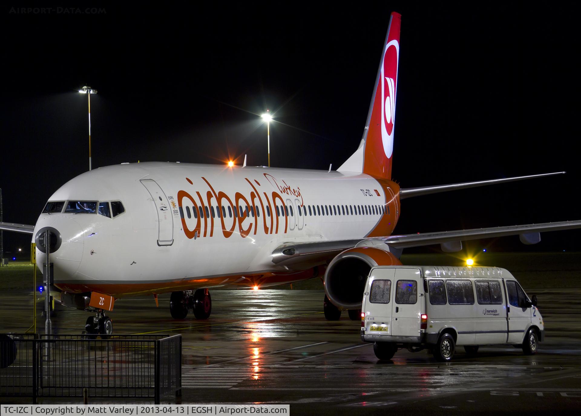 TC-IZC, 2009 Boeing 737-86J C/N 37745, Sat on stand at EGSH.