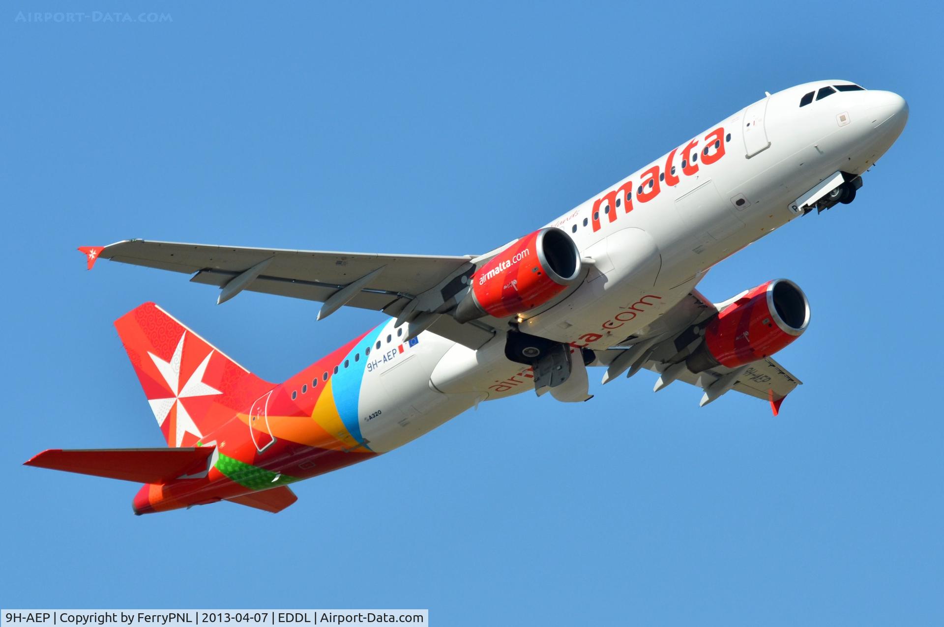 9H-AEP, 2007 Airbus A320-214 C/N 3056, Air Malta A320 departing DUS