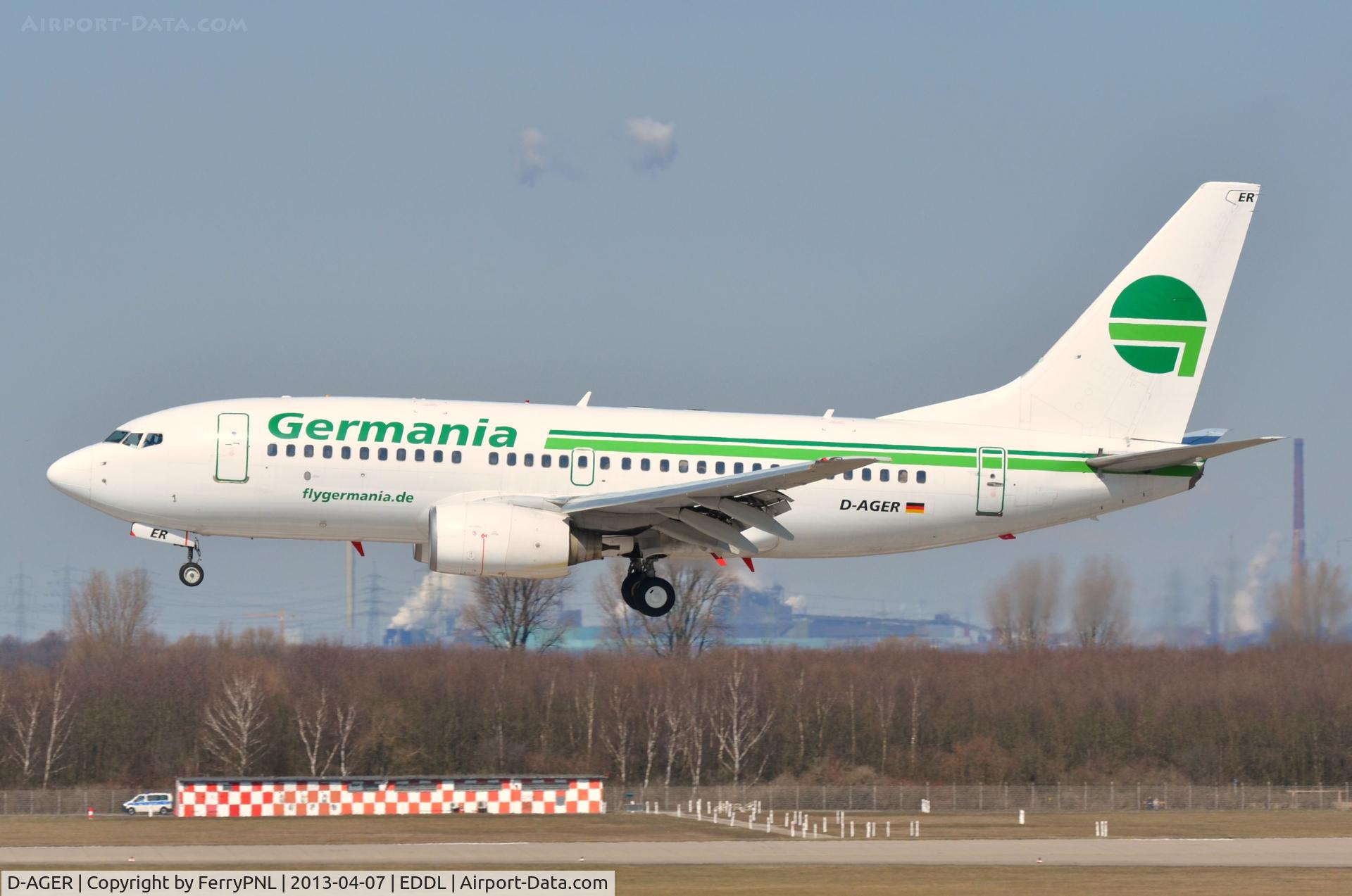 D-AGER, 1998 Boeing 737-75B C/N 28107, Germania B737 landing