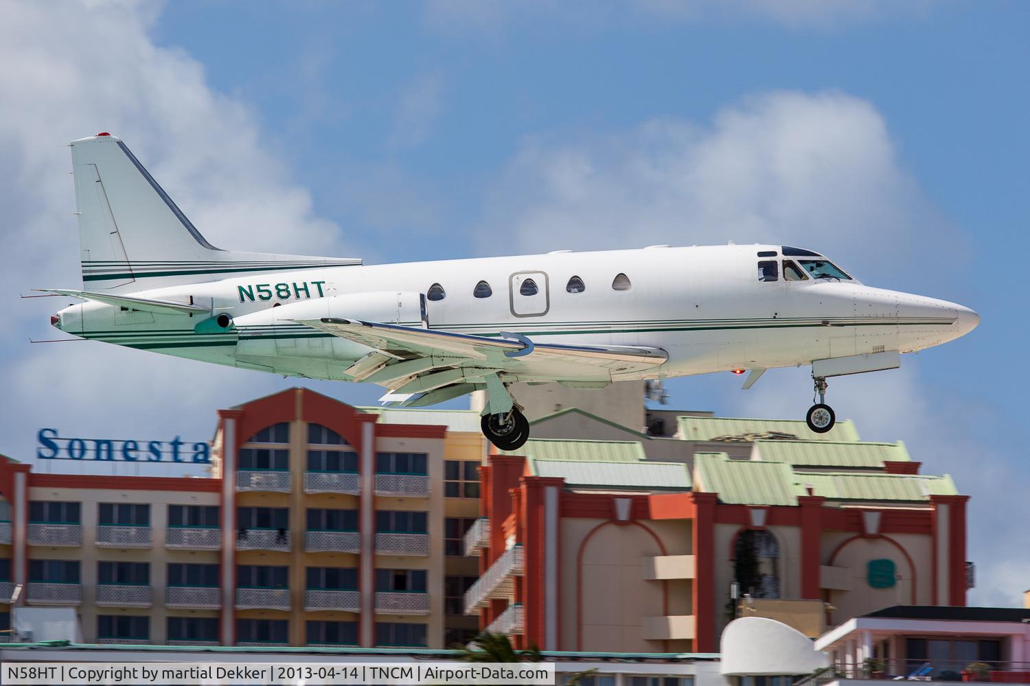 N58HT, 1981 Rockwell International NA-265-65 Sabreliner 65 C/N 465-70, landing SXM