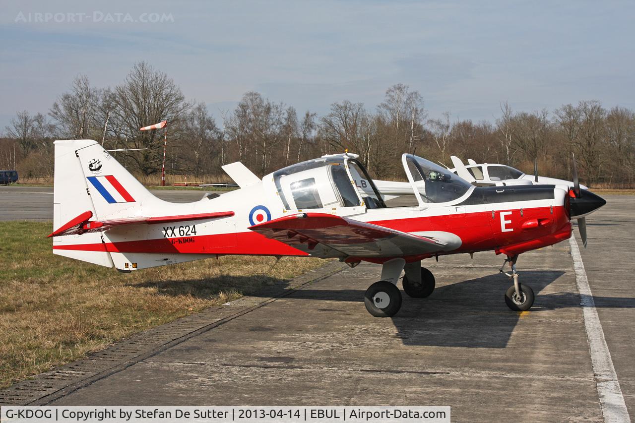 G-KDOG, 1973 Scottish Aviation Bulldog Series 120 Model 121 C/N BH120/289, Parked at Vliegclub Ursel.