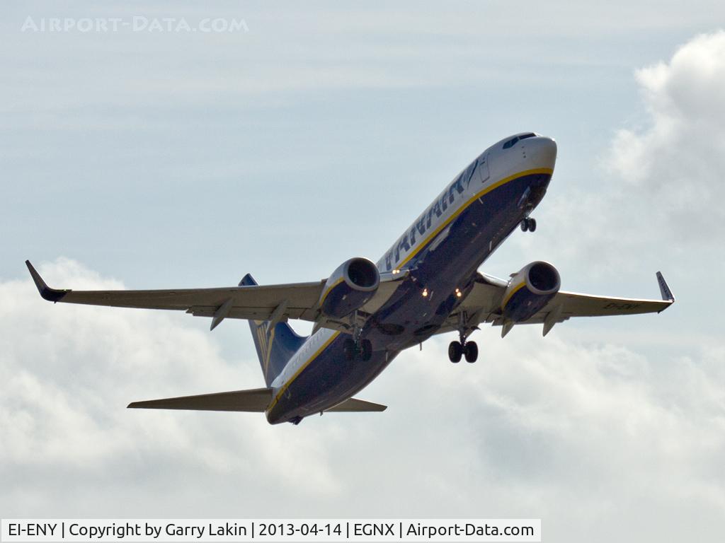 EI-ENY, 2011 Boeing 737-8AS C/N 35042, Windy take off at East Midlands Airport