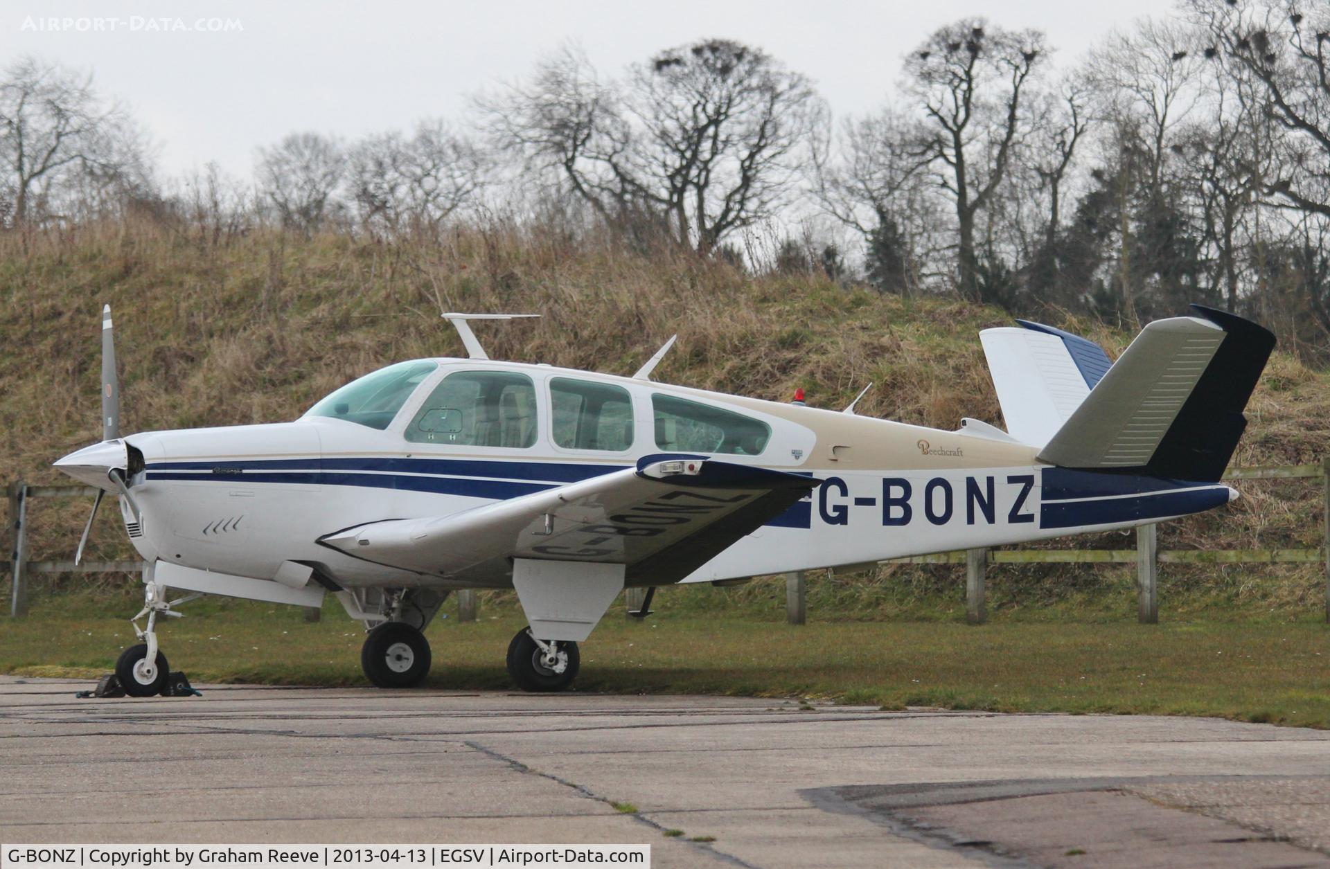 G-BONZ, 1979 Beech V35B Bonanza C/N D-10282, Parked at Old Buckenham.