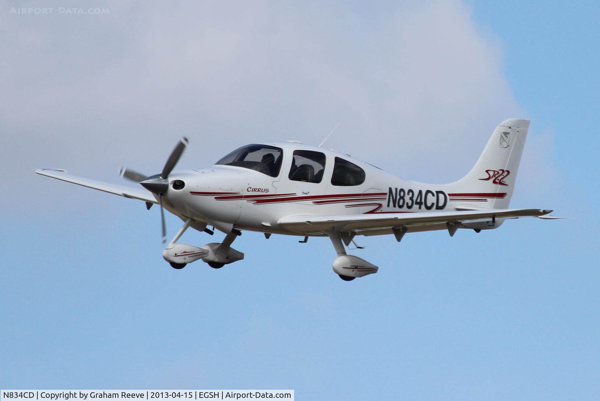 N834CD, 2002 Cirrus SR22 C/N 0168, On approach to runway 27.