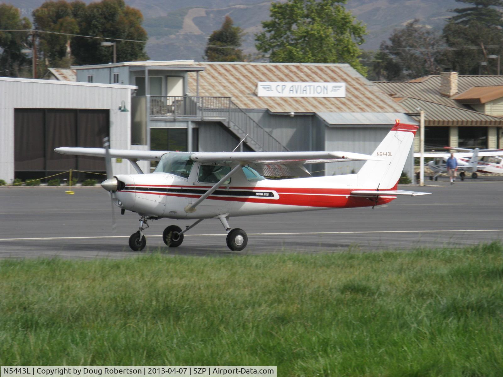 N5443L, 1980 Cessna 152 C/N 15284315, 1980 Cessna 152, Lycoming O-235 115 Hp, landing roll Rwy 22
