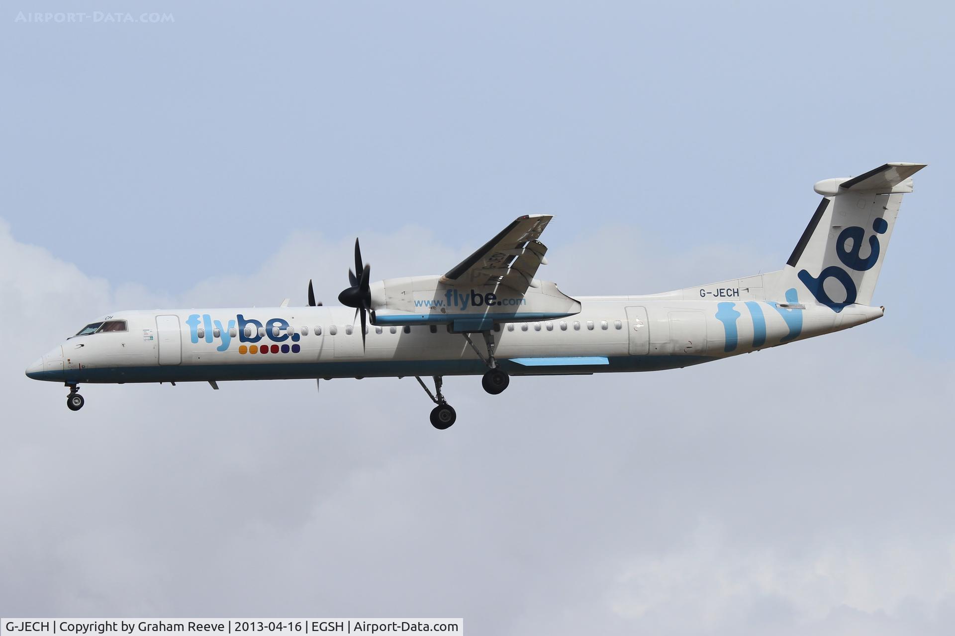 G-JECH, 2005 De Havilland Canada DHC-8-402Q Dash 8 C/N 4103, About to land.