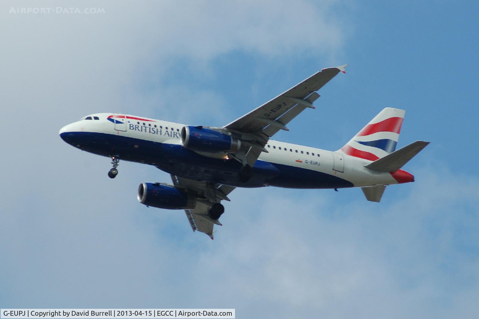G-EUPJ, 2000 Airbus A319-131 C/N 1232, British Airways Airbus A319-131 on approach to Manchester Airport.