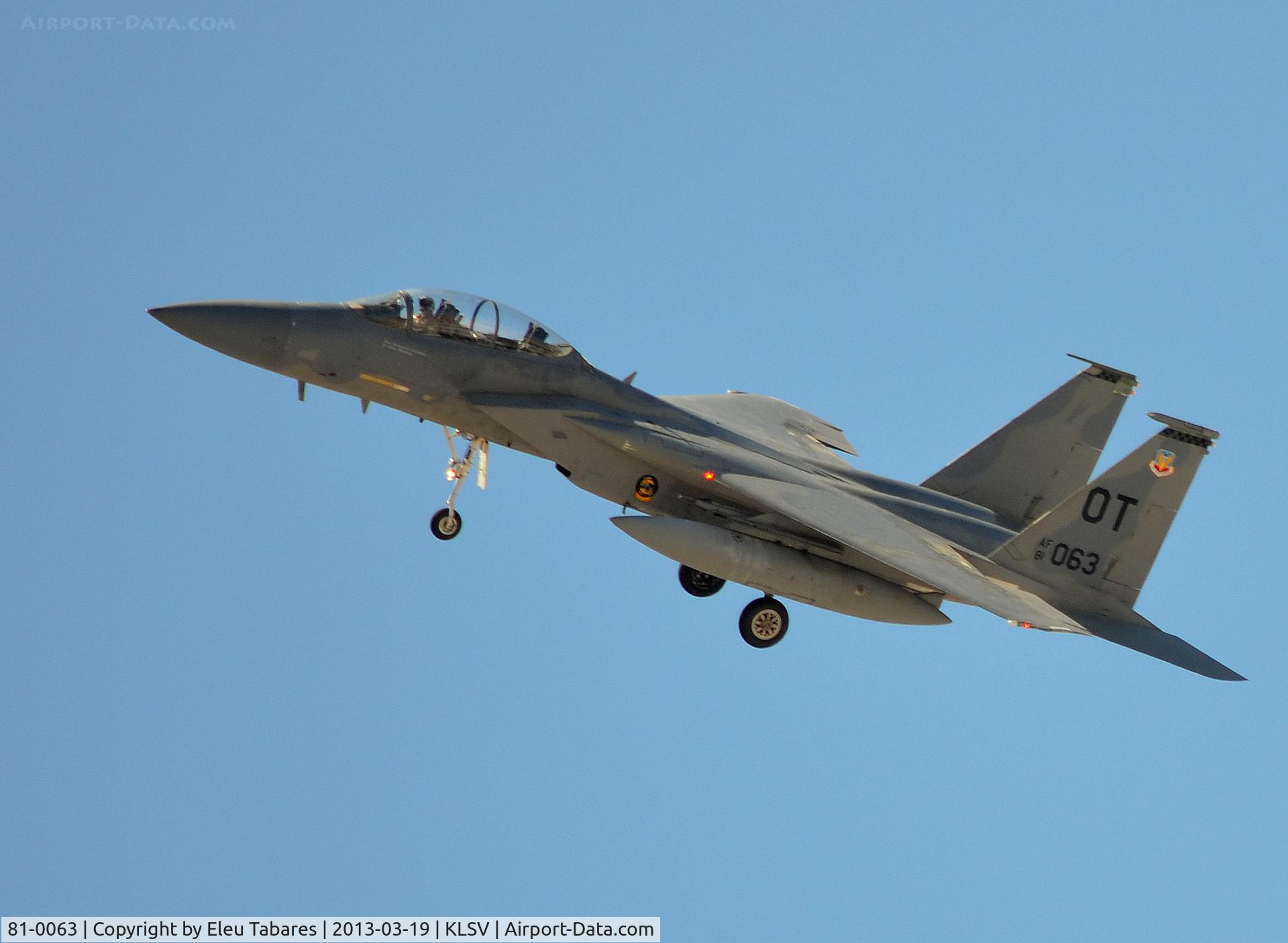 81-0063, 1981 McDonnell Douglas F-15D Eagle C/N 0963/D036, Taken over Neliis Air Force Base, Nevada.