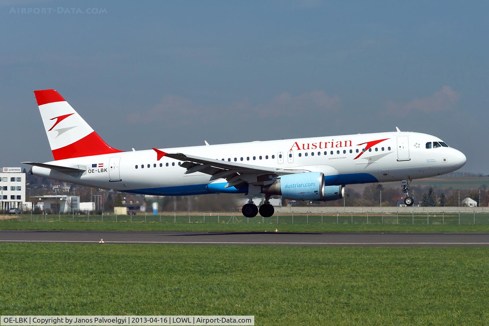 OE-LBK, 2003 Airbus A320-214 C/N 1931, Austrian Airlines Airbus A320-214 OE-LBK first landing in LOWL/LNZ