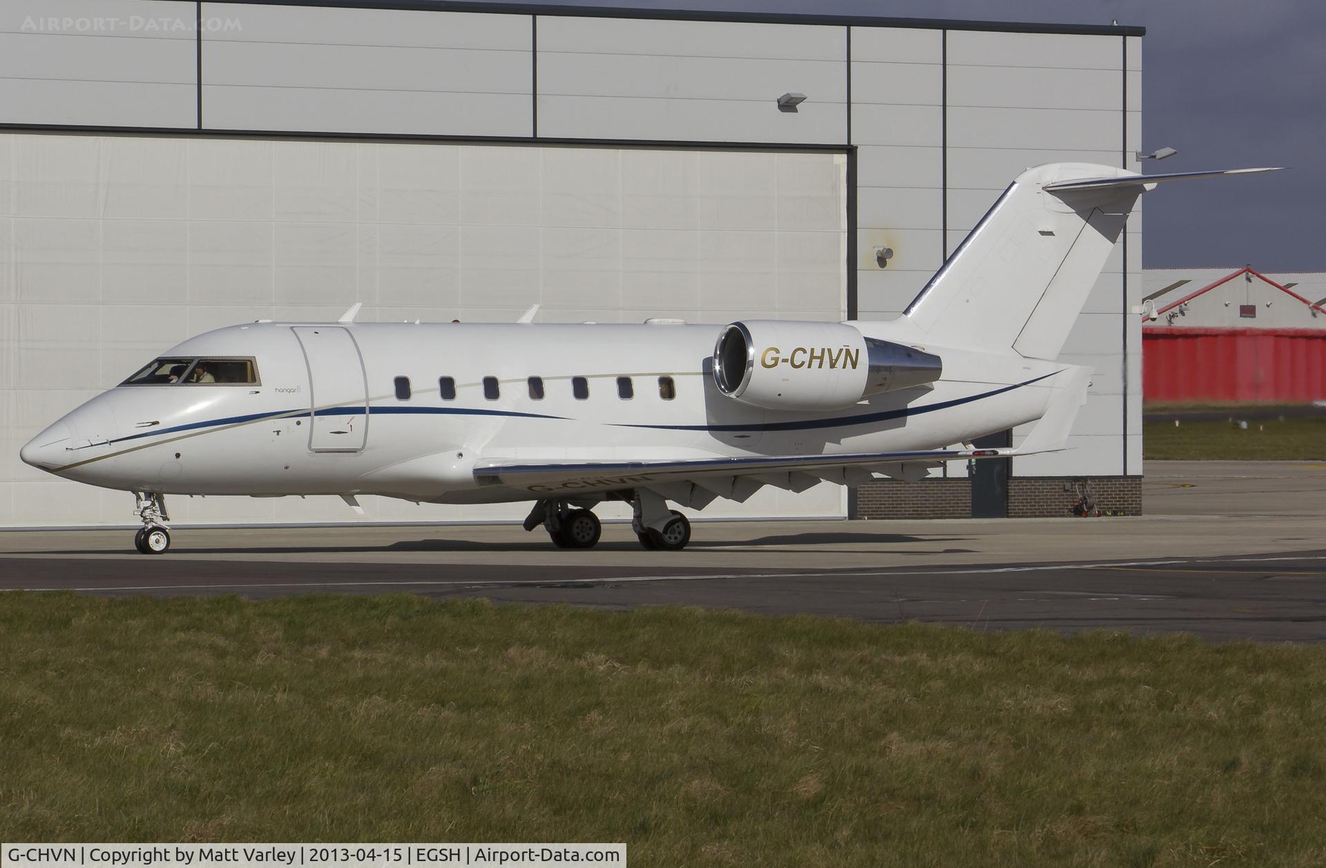G-CHVN, 2001 Bombardier Challenger 604 (CL-600-2B16) C/N 5515, About to depart SaxonAir.